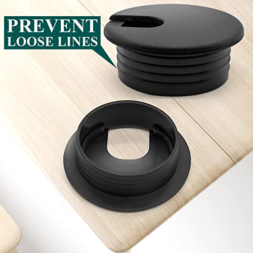 Litoexpe 2 Pcs Black Desk Cord Grommet 1-3/4 Inch